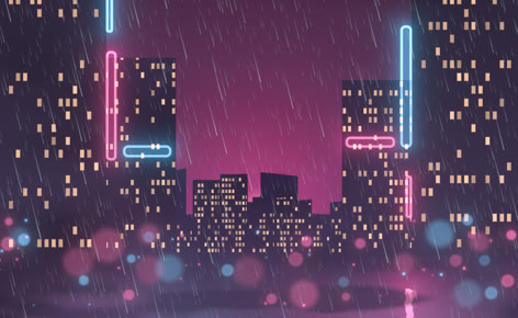Neon alley in the rain